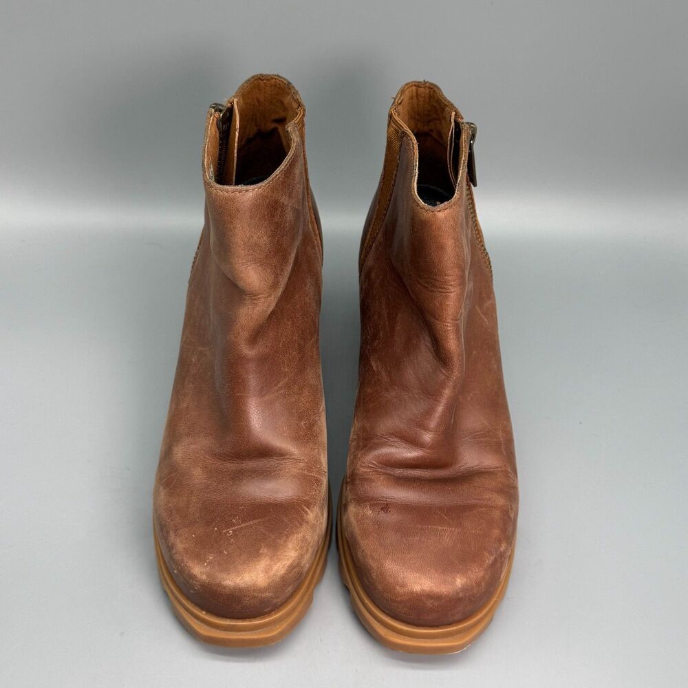 Sorel Joan Arctic Wedge III Chelsea Boots Women's 9 Brown Leather Round Toe Shoe - Picture 2 of 10